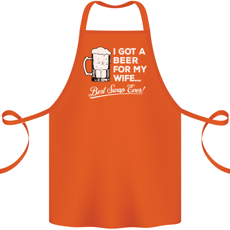 A Beer for My Wife Funny Alcohol BBQ Cotton Apron 100% Organic Orange