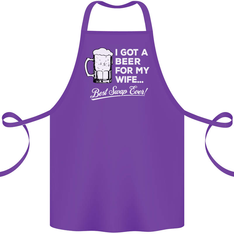 A Beer for My Wife Funny Alcohol BBQ Cotton Apron 100% Organic Purple