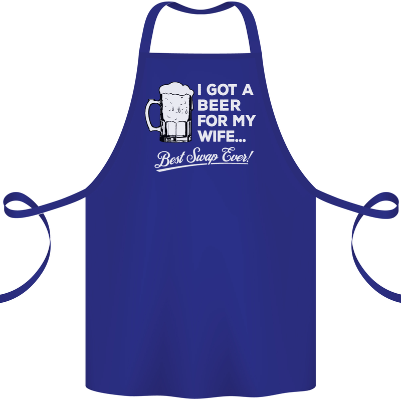 A Beer for My Wife Funny Alcohol BBQ Cotton Apron 100% Organic Royal Blue