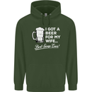 A Beer for My Wife Funny Alcohol BBQ Mens 80% Cotton Hoodie Forest Green