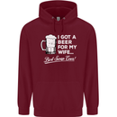 A Beer for My Wife Funny Alcohol BBQ Mens 80% Cotton Hoodie Maroon