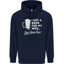 A Beer for My Wife Funny Alcohol BBQ Mens 80% Cotton Hoodie Navy Blue