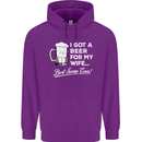 A Beer for My Wife Funny Alcohol BBQ Mens 80% Cotton Hoodie Purple