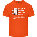 A Beer for My Wife Funny Alcohol BBQ Mens Cotton T-Shirt Tee Top Orange