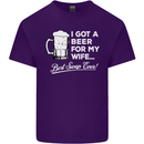 A Beer for My Wife Funny Alcohol BBQ Mens Cotton T-Shirt Tee Top Purple