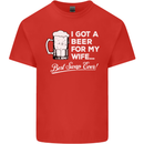 A Beer for My Wife Funny Alcohol BBQ Mens Cotton T-Shirt Tee Top Red