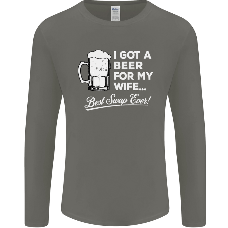 A Beer for My Wife Funny Alcohol BBQ Mens Long Sleeve T-Shirt Charcoal