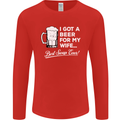 A Beer for My Wife Funny Alcohol BBQ Mens Long Sleeve T-Shirt Red