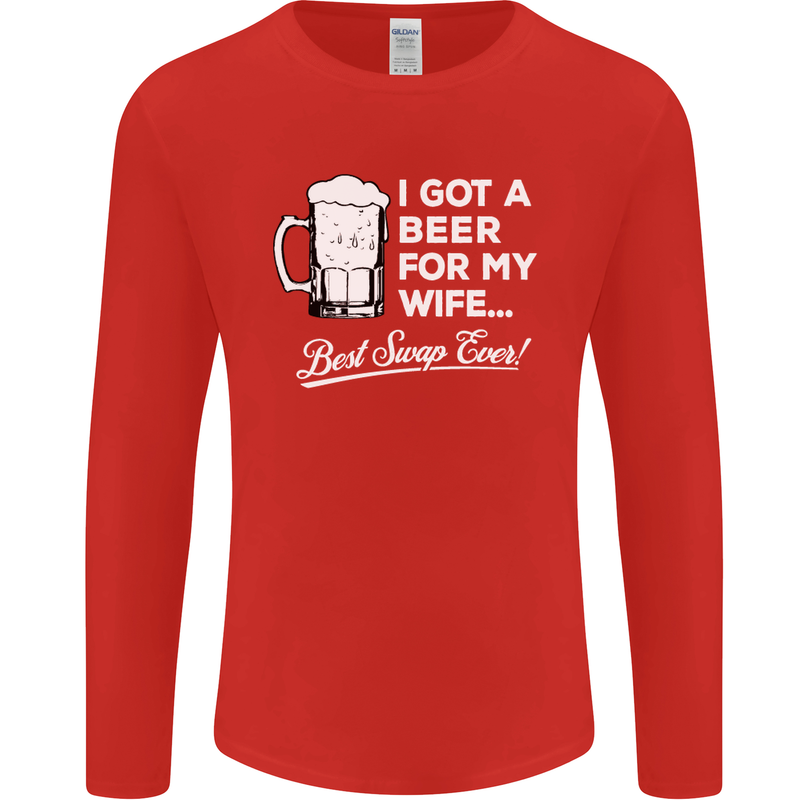 A Beer for My Wife Funny Alcohol BBQ Mens Long Sleeve T-Shirt Red