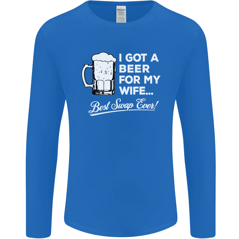A Beer for My Wife Funny Alcohol BBQ Mens Long Sleeve T-Shirt Royal Blue