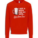 A Beer for My Wife Funny Alcohol BBQ Mens Sweatshirt Jumper Bright Red