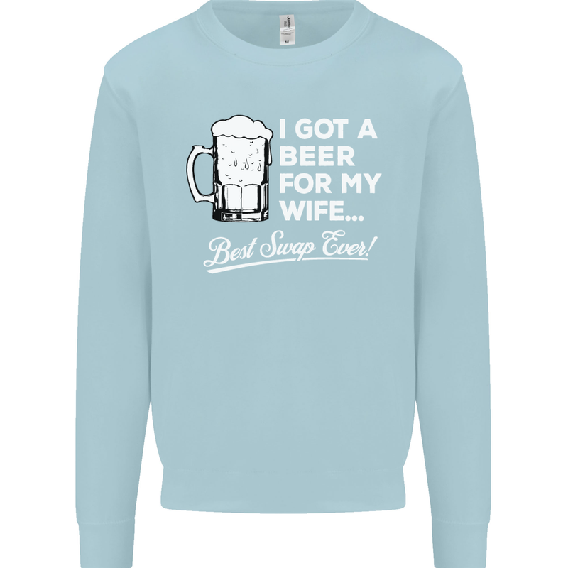 A Beer for My Wife Funny Alcohol BBQ Mens Sweatshirt Jumper Light Blue