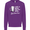 A Beer for My Wife Funny Alcohol BBQ Mens Sweatshirt Jumper Purple