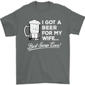 A Beer for My Wife Funny Alcohol BBQ Mens T-Shirt Cotton Gildan Charcoal