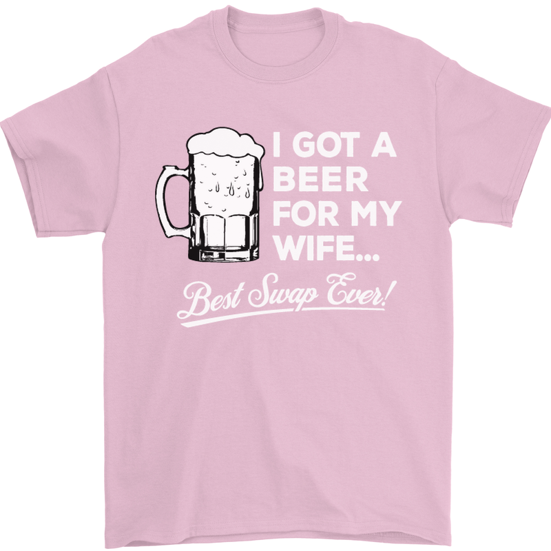 A Beer for My Wife Funny Alcohol BBQ Mens T-Shirt Cotton Gildan Light Pink