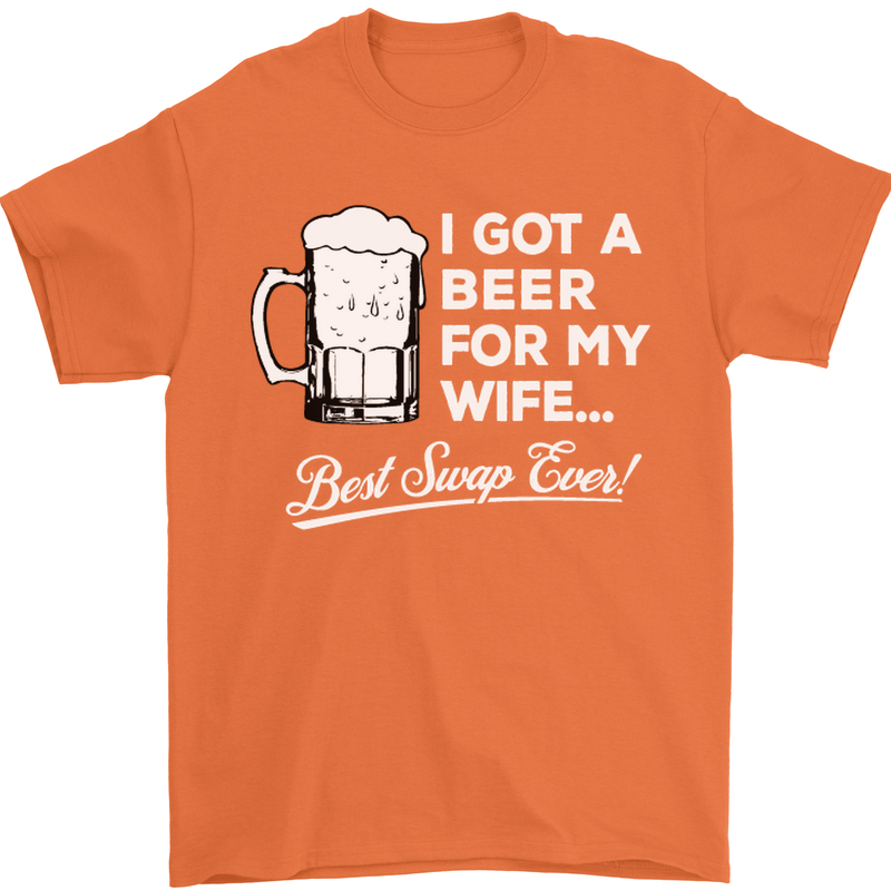 A Beer for My Wife Funny Alcohol BBQ Mens T-Shirt Cotton Gildan Orange