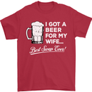 A Beer for My Wife Funny Alcohol BBQ Mens T-Shirt Cotton Gildan Red
