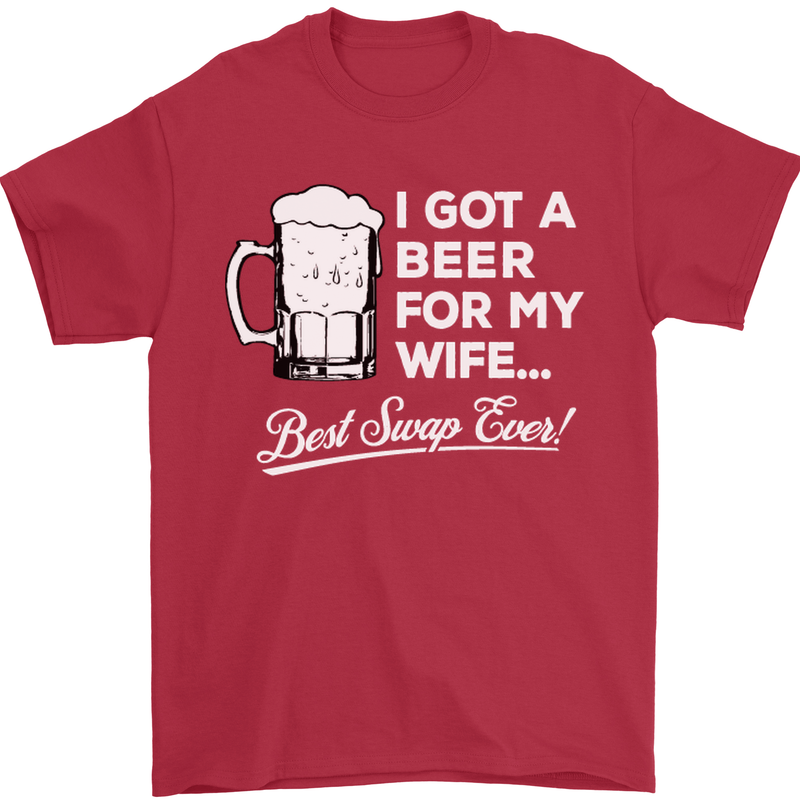 A Beer for My Wife Funny Alcohol BBQ Mens T-Shirt Cotton Gildan Red