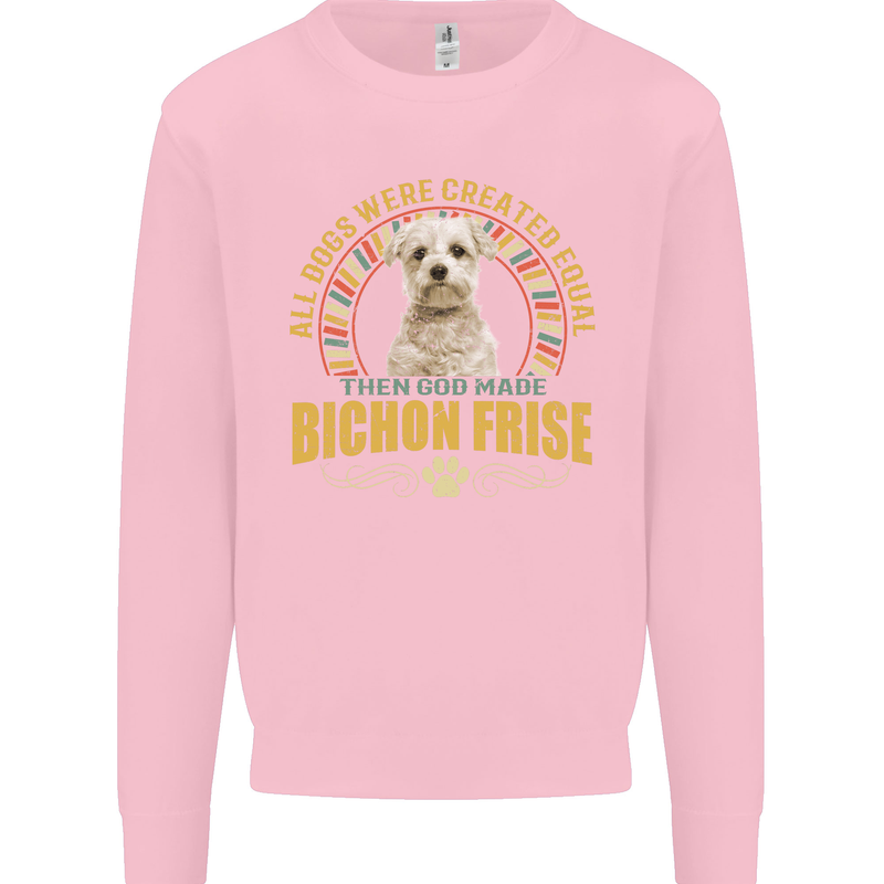 A Bichon Frise Dog Kids Sweatshirt Jumper Light Pink
