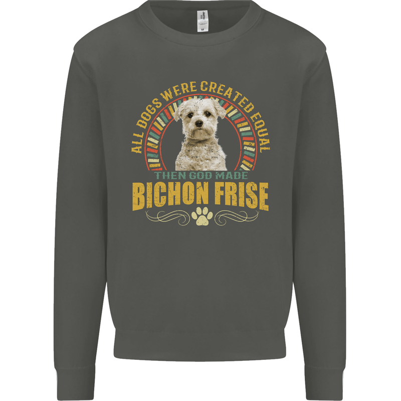 A Bichon Frise Dog Kids Sweatshirt Jumper Storm Grey
