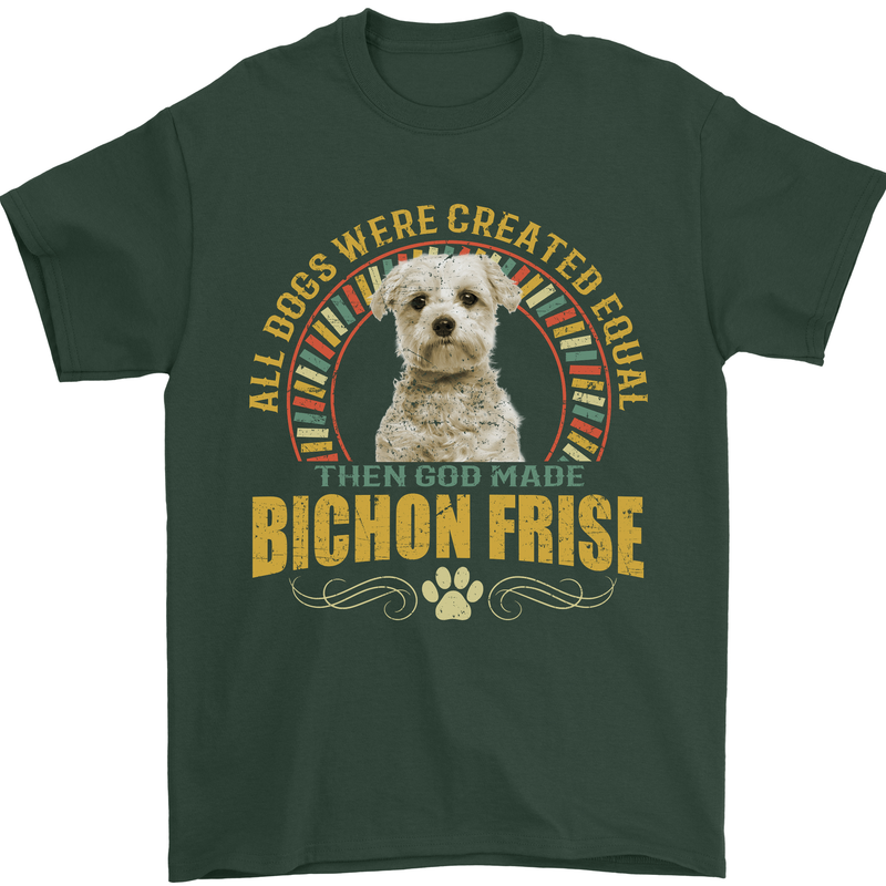 A Bichon Frise Dog Mens T-Shirt 100% Cotton Forest Green