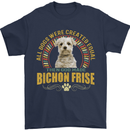 A Bichon Frise Dog Mens T-Shirt 100% Cotton Navy Blue