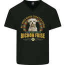 A Bichon Frise Dog Mens V-Neck Cotton T-Shirt Black