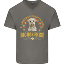 A Bichon Frise Dog Mens V-Neck Cotton T-Shirt Charcoal