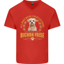 A Bichon Frise Dog Mens V-Neck Cotton T-Shirt Red