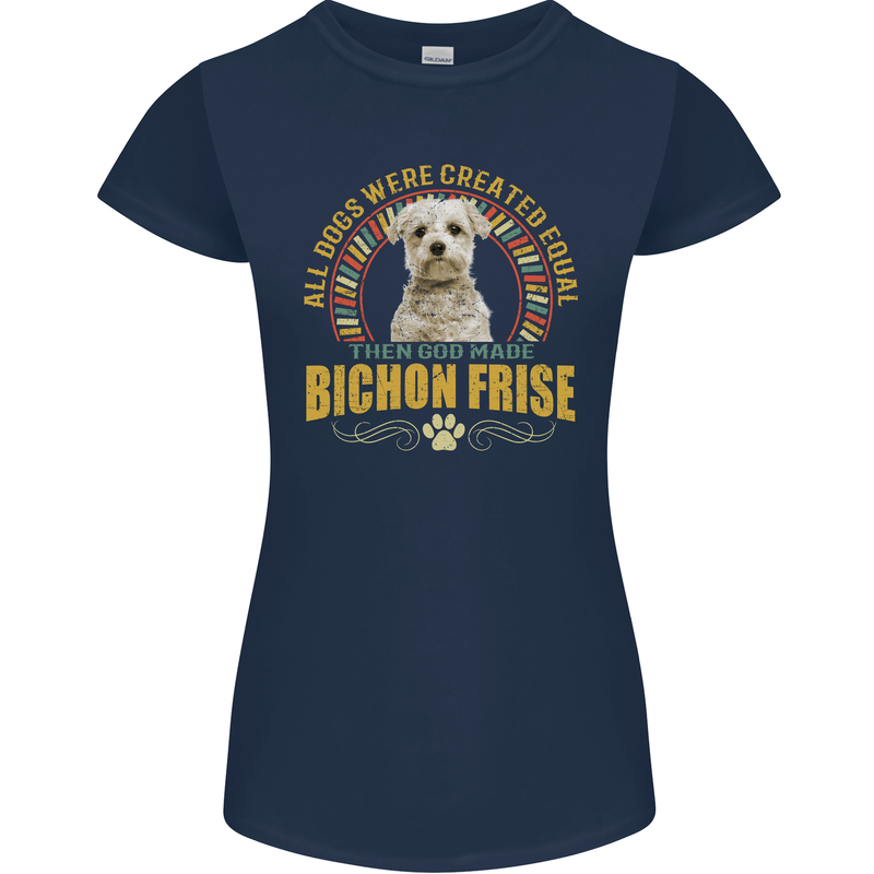 A Bichon Frise Dog Womens Petite Cut T-Shirt Navy Blue