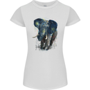 A Big Elephant Watercolour Womens Petite Cut T-Shirt White