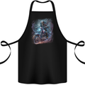 A Biker Skeleton on a Motorcycle Skull Cotton Apron 100% Organic Black
