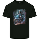 A Biker Skeleton on a Motorcycle Skull Kids T-Shirt Childrens Black