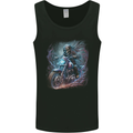 A Biker Skeleton on a Motorcycle Skull Mens Vest Tank Top Black