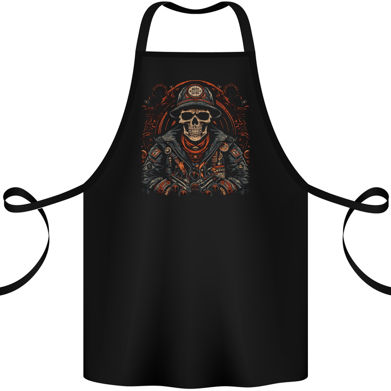 A Biker Skull Motorbike Motorcycle Chopper Cotton Apron 100% Organic Black