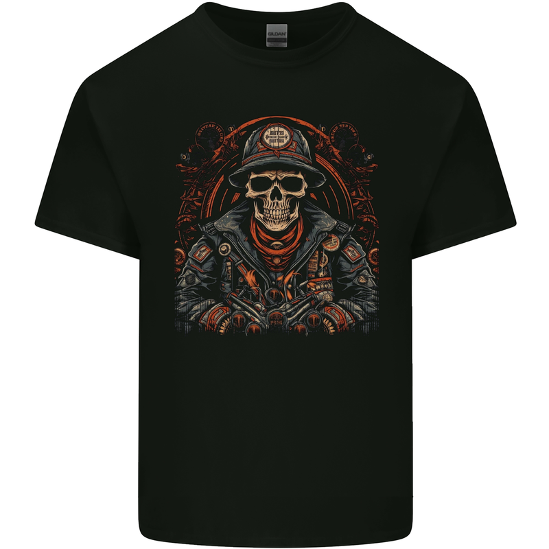 A Biker Skull Motorbike Motorcycle Chopper Kids T-Shirt Childrens Black
