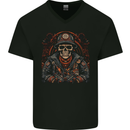 A Biker Skull Motorbike Motorcycle Chopper Mens V-Neck Cotton T-Shirt Black