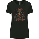A Biker Skull Motorbike Motorcycle Chopper Womens Wider Cut T-Shirt Black