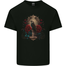 A Bird With a Gothic Vase and Roses Kids T-Shirt Childrens Black