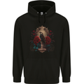 A Bird With a Gothic Vase and Roses Mens 80% Cotton Hoodie Black