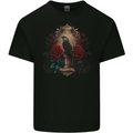 A Bird With a Gothic Vase and Roses Mens Cotton T-Shirt Tee Top BLACK