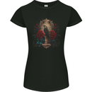 A Bird With a Gothic Vase and Roses Womens Petite Cut T-Shirt Black