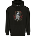 A Bird and Rose in Front of a Gothic Mirror Childrens Kids Hoodie Black