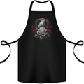A Bird and Rose in Front of a Gothic Mirror Cotton Apron 100% Organic Black