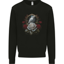 A Bird and Rose in Front of a Gothic Mirror Kids Sweatshirt Jumper Black