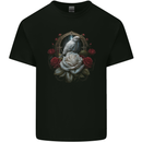 A Bird and Rose in Front of a Gothic Mirror Kids T-Shirt Childrens Black
