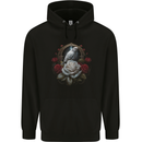 A Bird and Rose in Front of a Gothic Mirror Mens 80% Cotton Hoodie Black