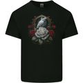 A Bird and Rose in Front of a Gothic Mirror Mens Cotton T-Shirt Tee Top BLACK