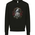 A Bird and Rose in Front of a Gothic Mirror Mens Sweatshirt Jumper Black