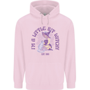 A Bit Witchy Funny Halloween Cat  Witch Childrens Kids Hoodie Light Pink